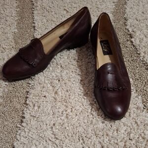 Sebby Dark Brown Leather Loafers  7.5